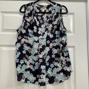 Women's Loft V-Neck Floral Sleeveless Blouse XL